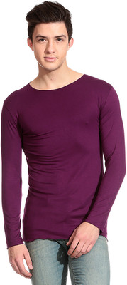 

Tinted Solid Men's Round Neck Purple T-Shirt