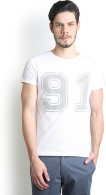 

Blackberrys Printed Men's Round Neck White T-Shirt