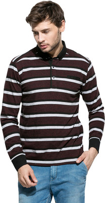 

Mufti Striped Men's Polo Neck Multicolor T-Shirt, Maroon