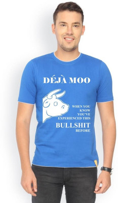 

Campus Sutra Printed Men Round Neck Blue T-Shirt, Royal blue