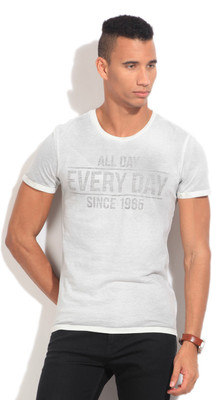 

United Colors of Benetton. Printed Men's Round Neck Grey T-Shirt, 674