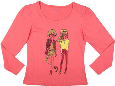 

Poppers by Pantaloons Girls Graphic Print T Shirt(Orange, Coral