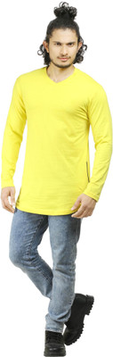 

Oviyon Solid Men' V-neck Yellow T-Shirt, Vibrant yellow