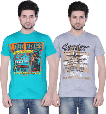 

Zebu Printed Men's Round Neck Multicolor T-Shirt(Pack of 2