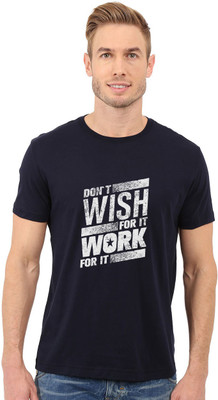 Redfool Fashions Graphic Print Men Round Neck Dark Blue T-Shirt