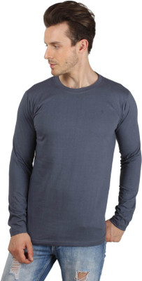 SayItLoud Solid Men' Round Neck Grey T-Shirt