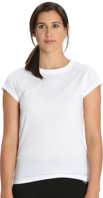 

Jockey Solid Women' Round Neck White T-Shirt