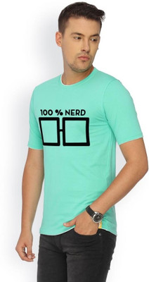 

Campus Sutra Printed Men Round Neck Green T-Shirt