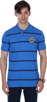 

Cotton County Premium Striped Men's Flap Collar Neck Blue T-Shirt