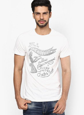 

Jack & Jones Printed Men' Round Neck White T-Shirt, Cloud dancer