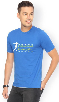 

Campus Sutra Printed Men Round Neck Blue T-Shirt, Royal blue
