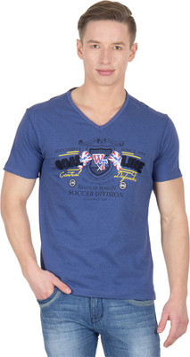 

Wilkins & Tuscany Solid Men's V-neck Blue T-Shirt, Indigo htr