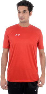 Nivia Solid Men' Round Neck Red T-Shirt, 2205;red