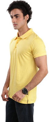 

Inkovy Solid Men' Polo Neck Yellow T-Shirt