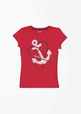 

Nautica Girls Printed T Shirt(Red, 620