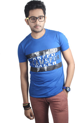 

Spur Printed Men' Round Neck Blue T-Shirt, Royal blue