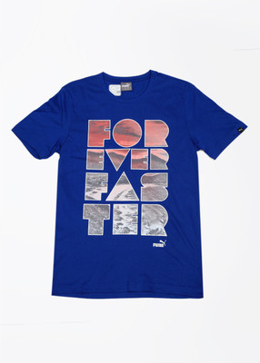 

Puma Printed Men's Round Neck Blue T-Shirt, Surf the web