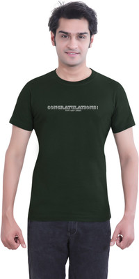 

Tantra Graphic Print Men's Round Neck Dark Green T-Shirt, Army green