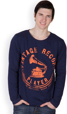 

Rigo Printed Men's Round Neck Dark Blue T-Shirt, Navy blue