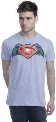 

Dawn of Justice Printed Men's Round Neck Grey T-Shirt, Grey melange