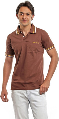 

BG69 Solid Men's Polo Neck Brown T-Shirt