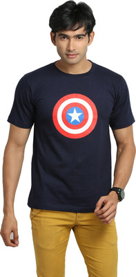 

Merlin Printed Men's Round Neck Blue T-Shirt, Navy blue