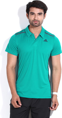 

ADIDAS Solid Men's Polo Neck Green T-Shirt, Eqtgrn
