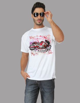 

Trionic Printed Men's Round Neck White T-Shirt, Snow white