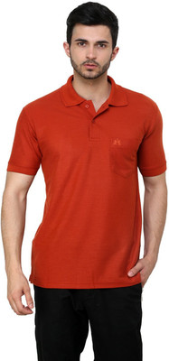 

Cotton County Premium Solid Men's Flap Collar Neck Red T-Shirt, Rust