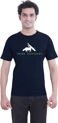 

Tantra Graphic Print Men's Round Neck Dark Blue T-Shirt, Navy blue