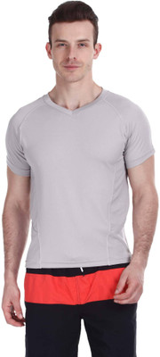 

Zobello Solid Men's V-neck Grey T-Shirt, Soft grey