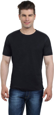 

The Cotton Company Solid Men's Round Neck Black T-Shirt, Onyx black
