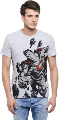 

Superman Printed Men's Round Neck Grey T-Shirt, Grey melange