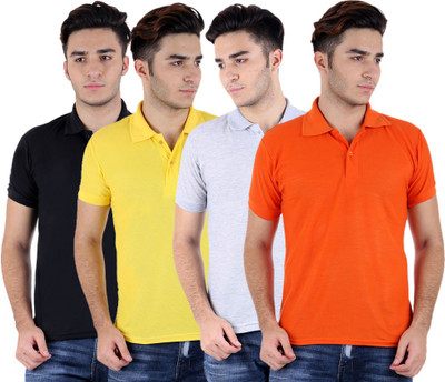 

Sanvi Traders Solid Men Polo Neck Multicolor T-Shirt(Pack of 4