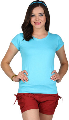 

SayItLoud Solid Women's Round Neck Light Blue T-Shirt