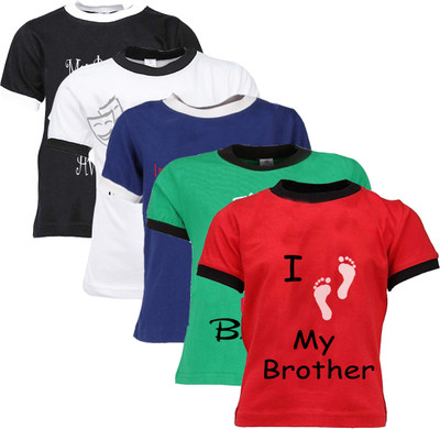

Gkidz Boys Printed T Shirt(Multicolor, Pack of 5, Red