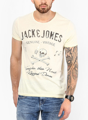 

Jack & Jones Graphic Print Men's Round Neck Yellow T-Shirt, Banana crepe