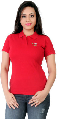 FCK-3 Woven Women's Polo Neck Red T-Shirt