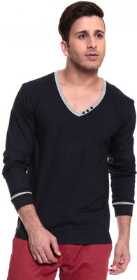 

Izinc Solid Men' V-neck Dark Blue T-Shirt, Navy blue