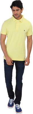 

French Connection Solid Men' Polo Neck Yellow T-Shirt