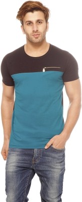 

Gritstones Solid Men's Round Neck Black, Blue T-Shirt, Turquoise blue