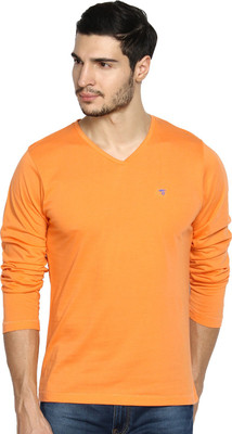 

The Indian Garage Co. Solid Men' V-neck Orange T-Shirt