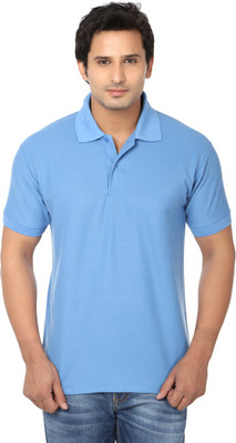 

AWA Solid Men's Polo Neck Blue T-Shirt, Light blue