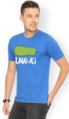 

Campus Sutra Printed Men Round Neck Blue T-Shirt, Royal blue