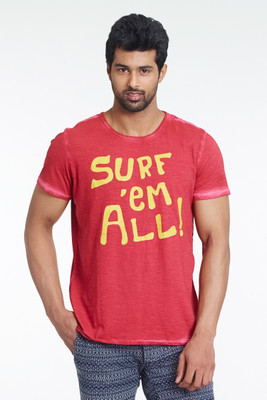 

Masculino Latino Printed Men' Round Neck Red T-Shirt