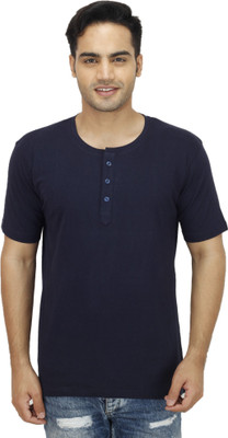 

Sanvi Traders Solid Men Henley Blue T-Shirt, Navy