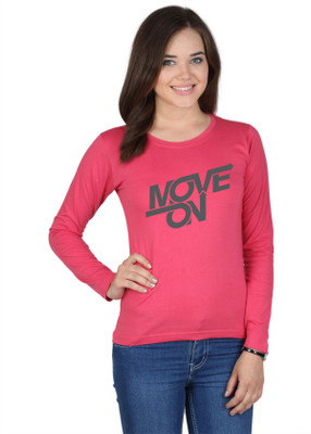 

SayItLoud Printed Women's Round Neck Pink T-Shirt, Dark pink