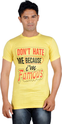 

Harsha Printed Men' Round Neck Yellow T-Shirt