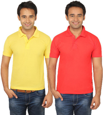 

Quetzal Solid Men's Polo Neck Red, Yellow T-Shirt(Pack of 2
