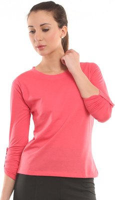 

Ultra Fit Solid Women's Round Neck Pink T-Shirt